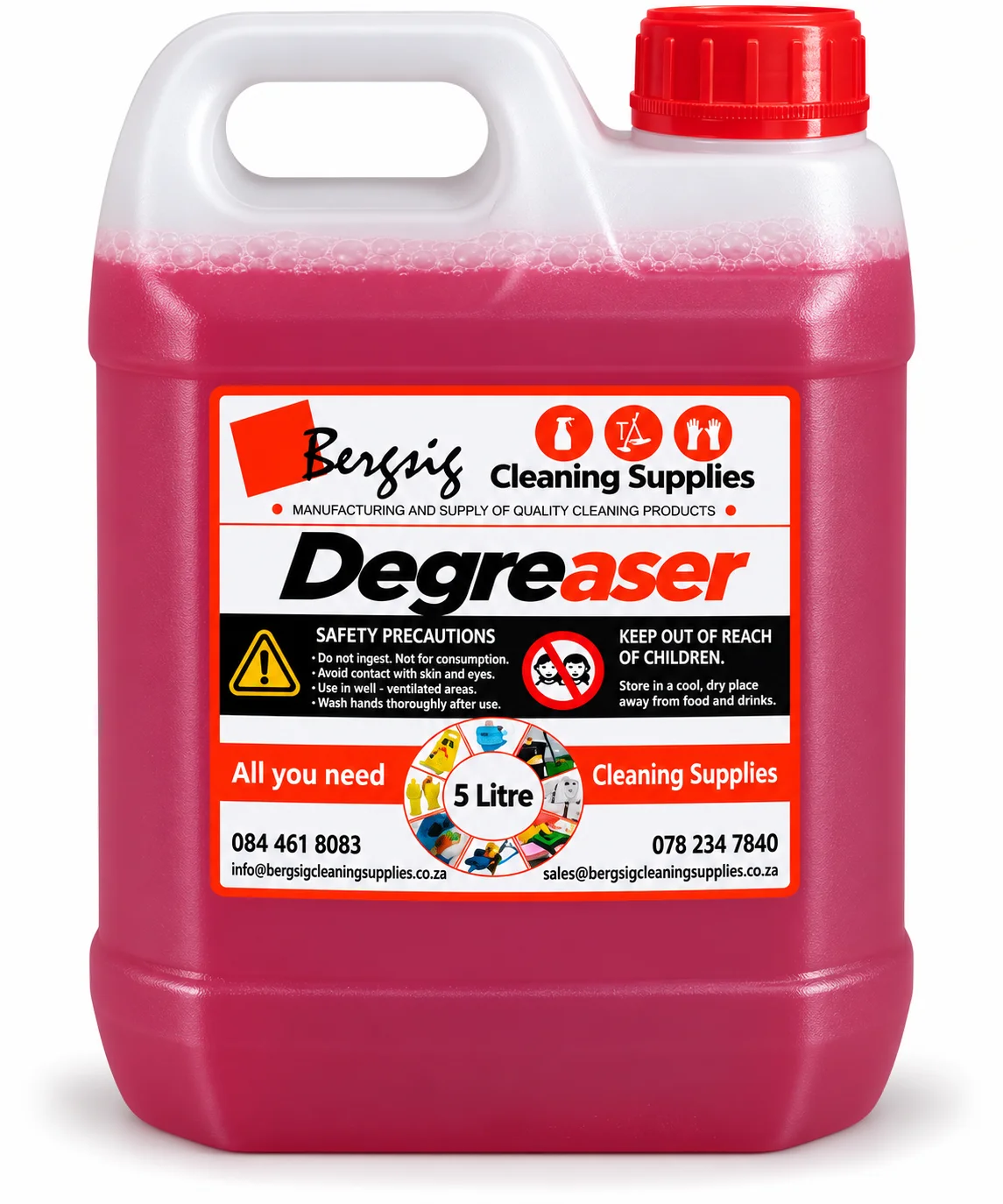 Bergsig Degreaser in a 5 litre container with the Bergsig Cleaning Supplies label