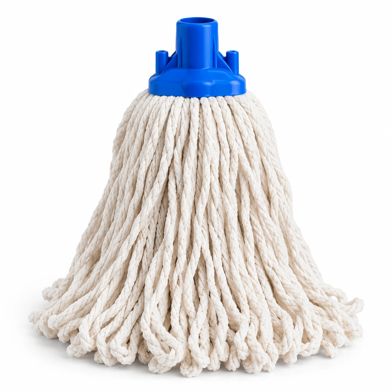 Wringer Mop Head Only, cream cotton strands with a blue connector and no handle