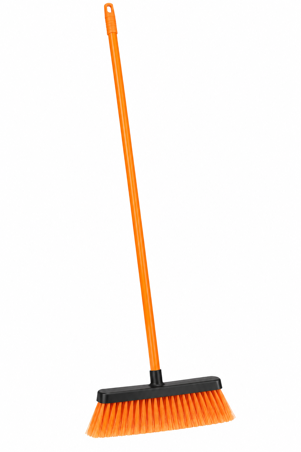 SM HOUSE HOLD BROOM CLRD with orange bristles and handle