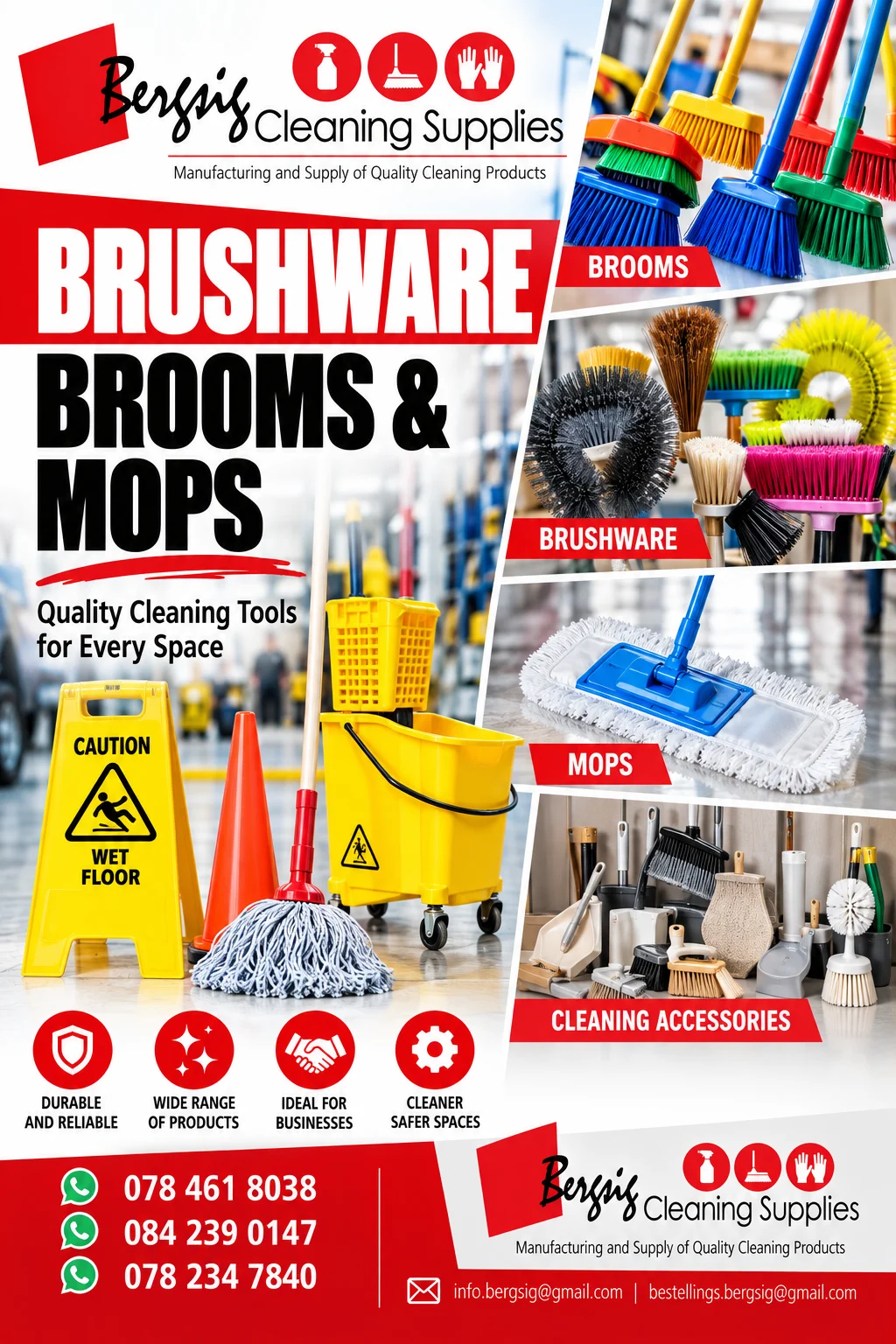 Bergsig brushware, brooms and mops promotional graphic